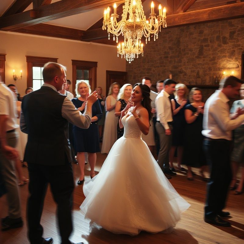Candid photo of guests dancing at a Winnipeg heritage venue wedding